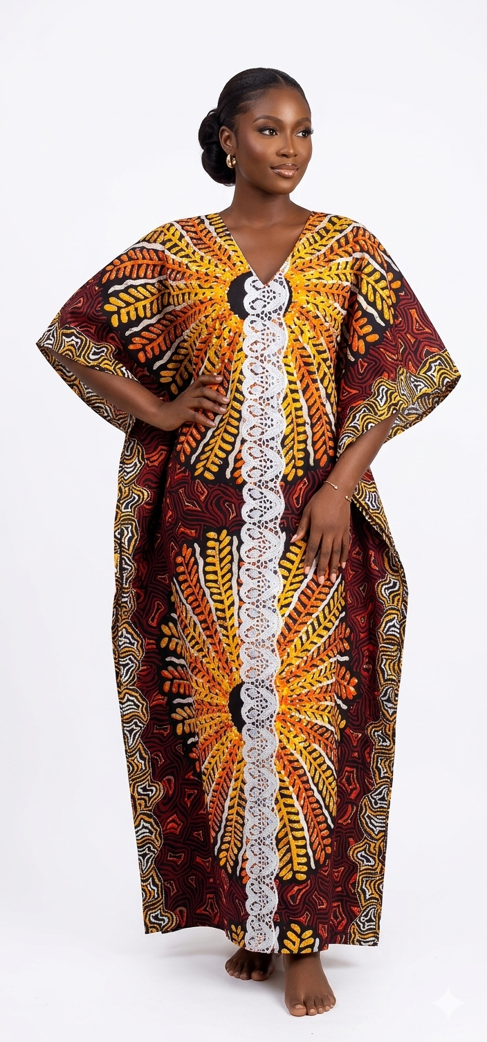 The Sunset Lace-Detail Maxi Kaftan
