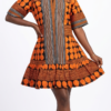 Orange Ankara Ruffle Dress