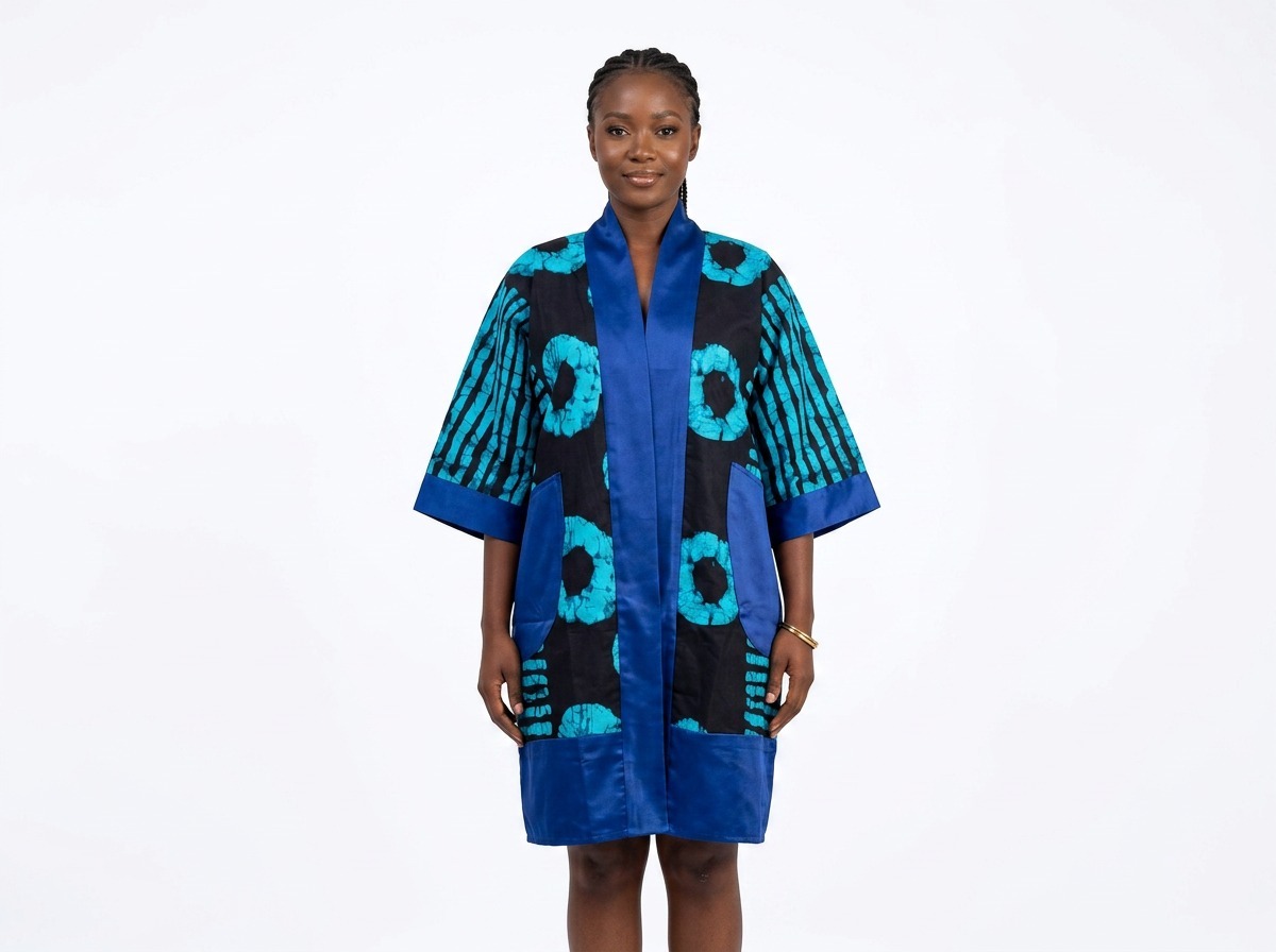 Indigo Adire Kimono Dress