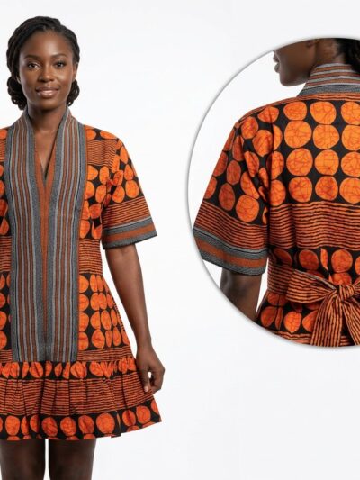 Orange Ankara Ruffle Dress