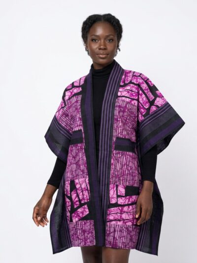 Stylish Purple Ankara Kimono Jacket