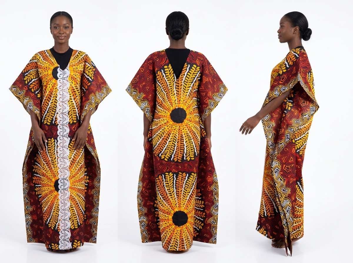 The Sunset Lace-Detail Maxi Kaftan